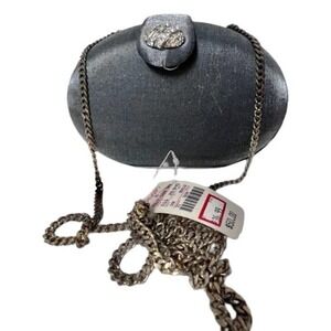 VTG Exclusively For You LORD & TAYLOR  Grey purse w/ Silver curb link chain